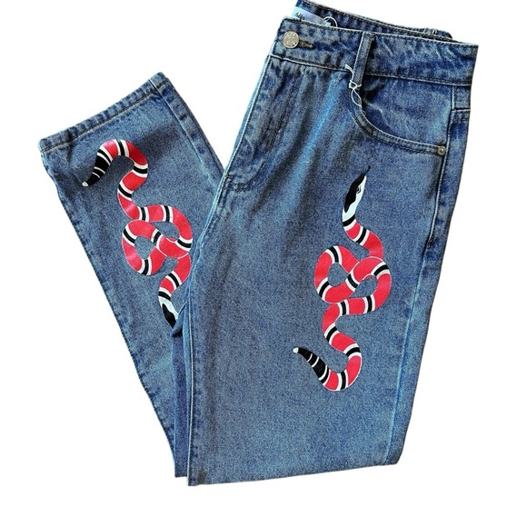 🌴 Pac Sun Adika NWT High Rise Snake Jean SZ Large - 33” waist - Picture 1 of 9